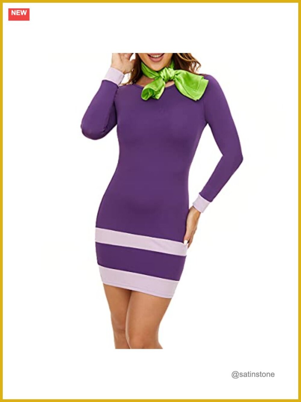 Long Sleeve Bodycon Mini Dress with Scarf Halloween Costume